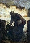 Honore  Daumier Laundress on the Quai d'Anjou oil painting artist